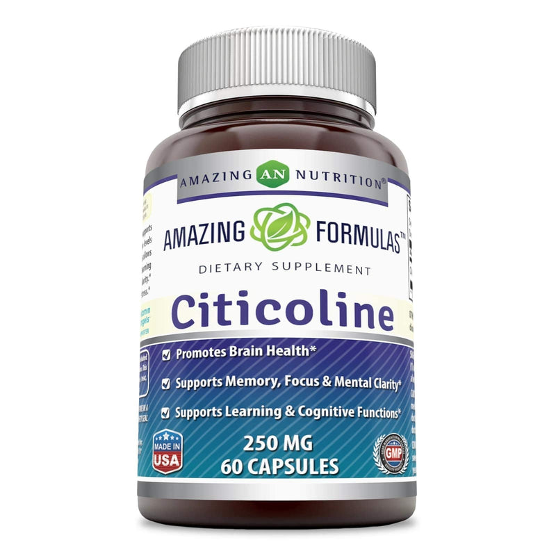 Amazing Formulas Citicoline - 250 Mg Capsules (Non-GMO,Gluten Free) Promotes Brain Health - Supports Memory Focus and Clarity - Supports Learning and Cognitive Functions (60 Capsules) 60 Capsules - NewNest Australia