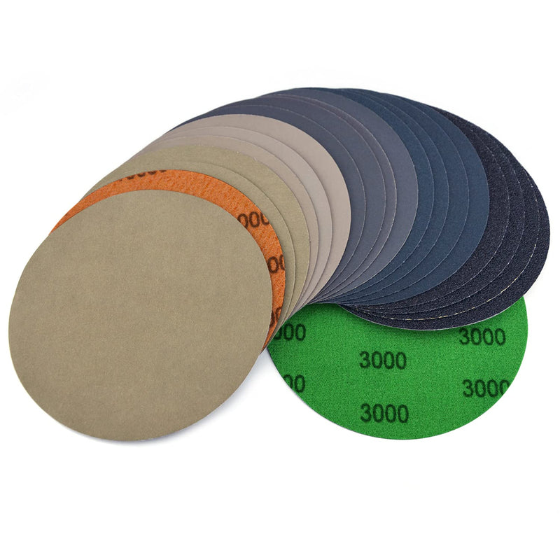 6 Inch (150mm) Assorted Grit High Performance Waterproof Hook & Loop Sanding Discs Heavy Duty Silicon Carbide Round Flocking Sandpaper for Wet/Dry Sanding Grinder Polishing Accessories, 20-Pack Assortment - NewNest Australia