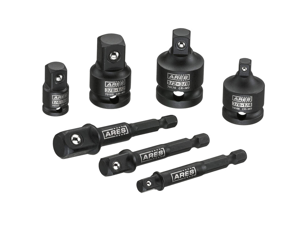 ARES 28000 - Impact 3-Inch Extension and Socket Adapter Set - Includes 3-Inch Extensions in 1/4-Inch Drive, 3/8-Inch Drive, and 1/2-Inch Drive, 2 Socket Adapters, and 2 Socket Reducers - NewNest Australia