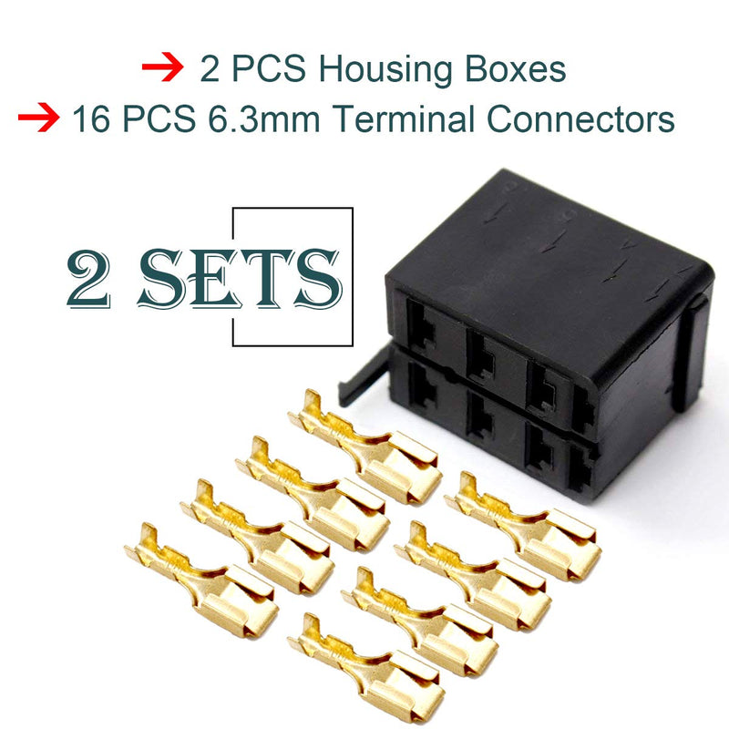 GIETOP GI1407 Lot/Sets 6.3mm 14-16AWG Female Gold Spade Terminal Connector + Rocker Switch Plug Connect Box Socket ARB Carling (2 Sets) 2 Sets - NewNest Australia