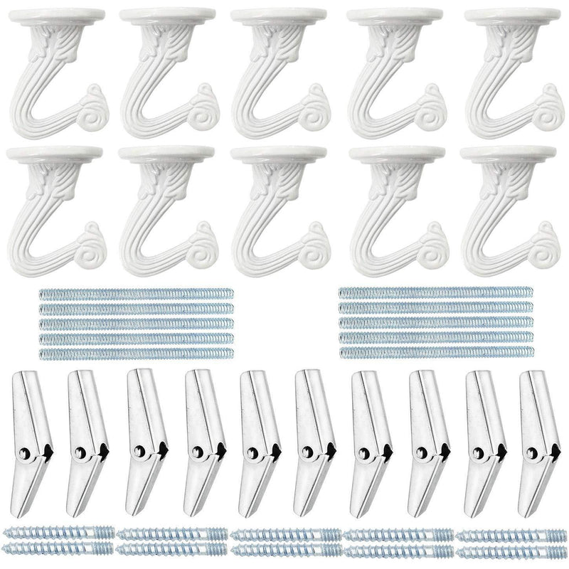 NewNest Australia - 10 Sets Ceiling Hooks - Heavy Duty Swag Hook with Hardware for Hanging Plants Ceiling Installation Cavity Wall Fixing White 