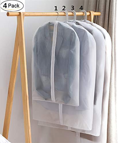 NewNest Australia - Clear Hanging Garment Bag with Study Zipper Plastic Clothing Dust Cover Closet Suit Protector Storage Bags White 4pcs 4 Pack Mix White Zipper 