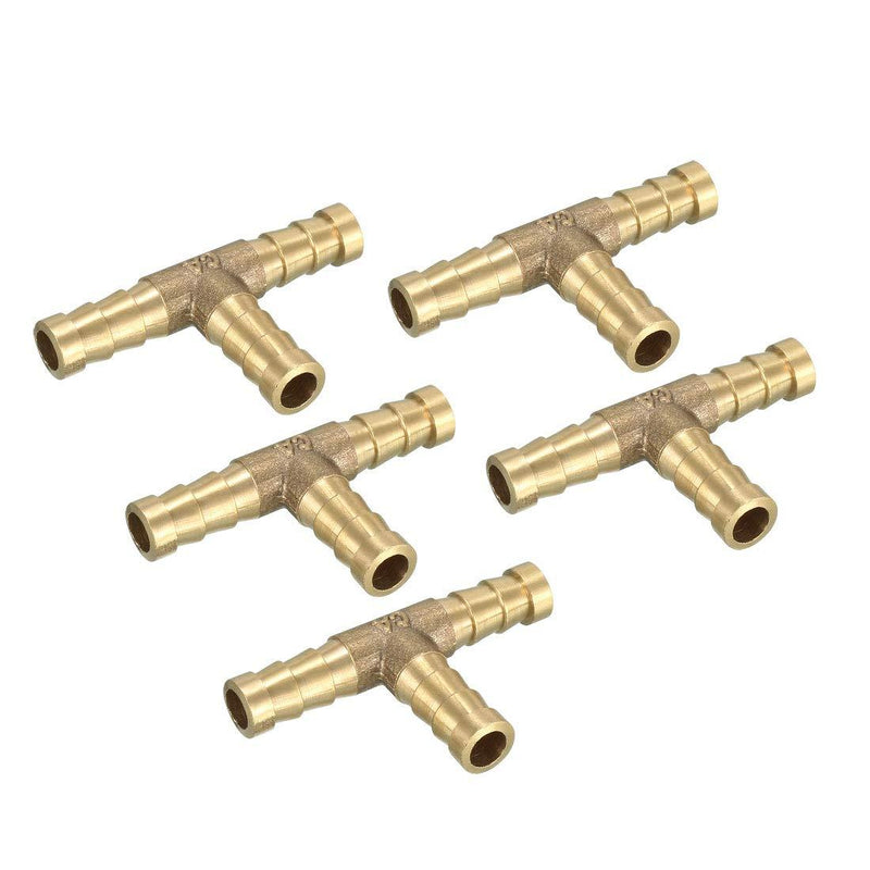 uxcell 8mm Brass Barb Hose Fitting Tee T 3 Way Connector Joiner Air Water Fuel Gas 5pcs - NewNest Australia