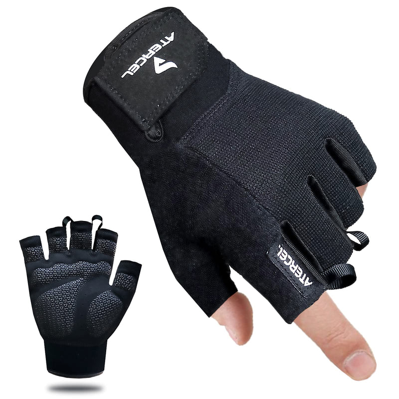 Atercel Workout Gloves for Men and Women, Exercise Gloves for Weight Lifting, Cycling, Gym, Training, Breathable and Snug fit Black Large - NewNest Australia