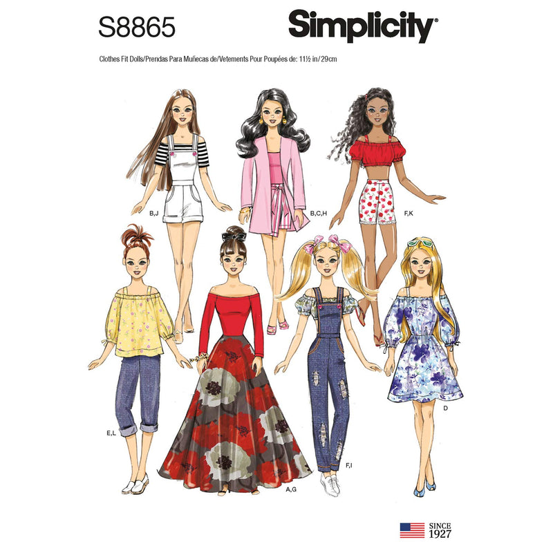 Simplicity S8865 Doll Clothes Sewing Patterns for 11.5" Dolls, Code 8865 - NewNest Australia