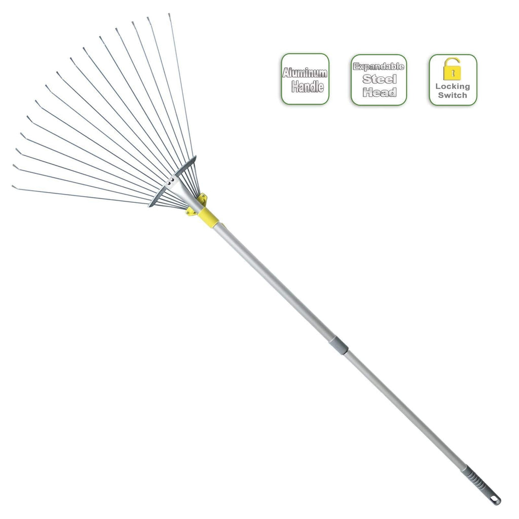 Jardineer 63 inch Adjustable Garden Rake Leaf, Collect Loose Debris Among Delicate Plants, Lawns and Yards, Expandable Head from 7 inch to 23 inch. Ideal Garden Rake Tools - NewNest Australia