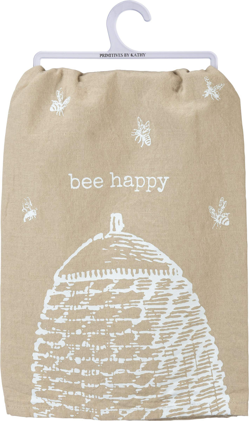 NewNest Australia - Primitives by Kathy Rustic Dish Towel, 28 x 28-Inches, Bee Happy 