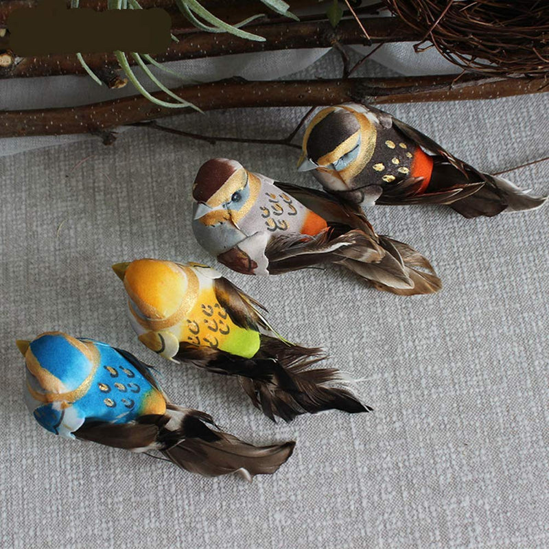 NewNest Australia - LWINGFLYER 4pcs Artificial Simulated Foam Birds with Claw Mini Love Feather Birds for Craft Home Ornaments Garden Wedding Decoration 10cm/3.9inch 