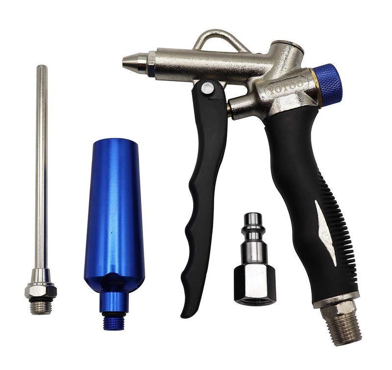 YOTOO 2-Way Air Blow Gun kit with Adjustable Air Flow, Extended Nozzle, High Flow Nozzle and 1/4" NPT Female Quick Plug - NewNest Australia