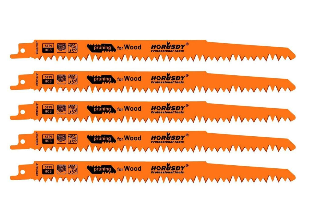 HORUSDY 9-Inch Wood Pruning Reciprocating Saw Blades, 5TPI Saw Blades - 5 Pack - NewNest Australia