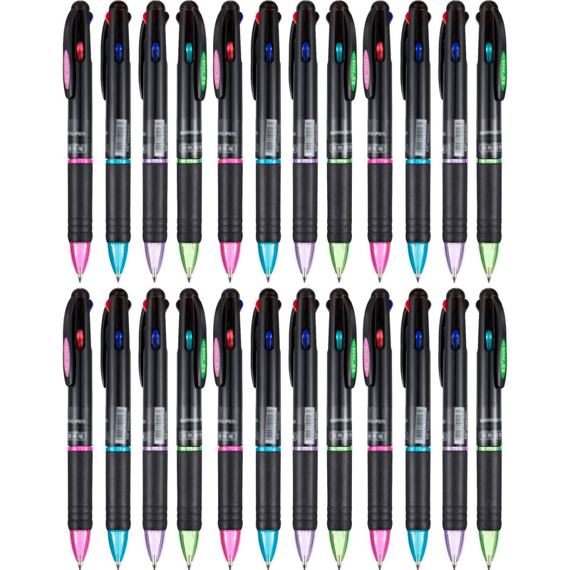 Jovitec 24 Pack Retractable Ballpoint Pens Multicolor Pens 4 Colors Ink Black, Blue, Red and Green Gel Ink Ball Point Pens - NewNest Australia