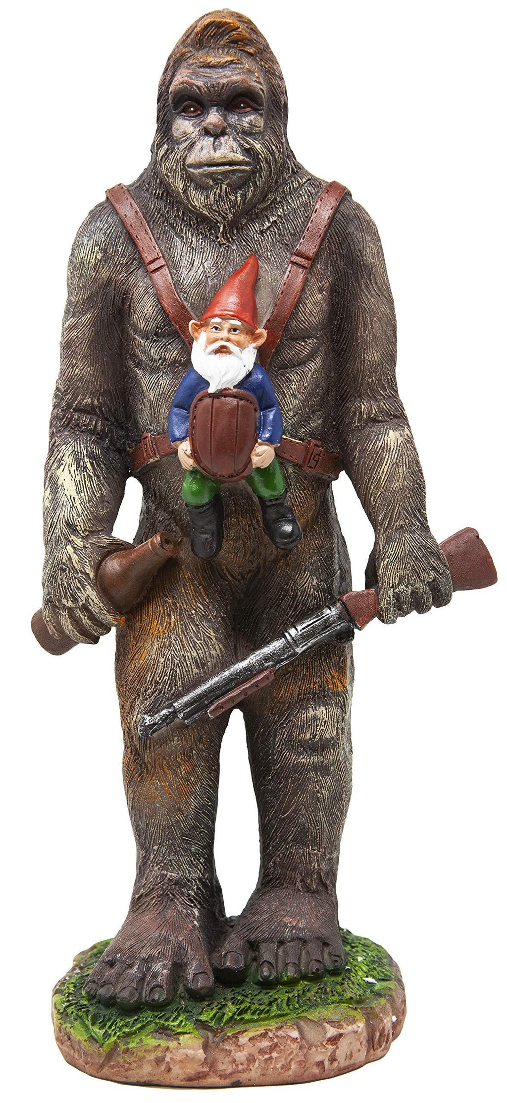 NewNest Australia - Funny Guy Mugs Garden Gnome Statue - Bigfoot and A Gnome - Indoor/Outdoor Garden Gnome Sculpture for Patio, Yard or Lawn 