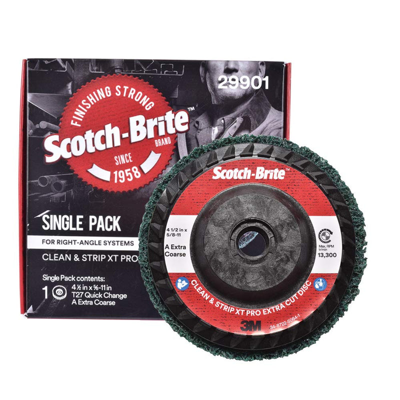 Scotch-Brite Clean and Strip XT Pro Extra Cut Disc - Heavy Rust Remover - 4.5” diam. x 5/8-11 Quick Change Thread - Extra Coarse Aluminum Oxide - Pack of 1 - NewNest Australia