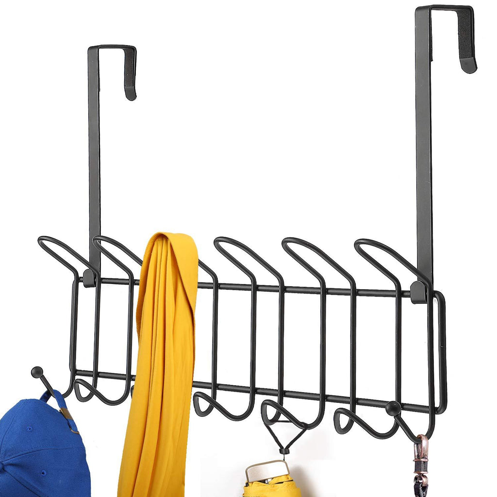 NewNest Australia - Minggoo Coat Rack Wall Mounted Hook Rack Over The Door Hook Organizer 13 Hooks, Heavy-Duty Iron Wire Black Metal 