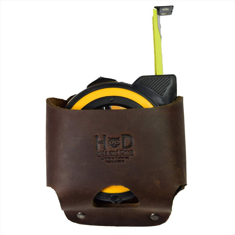 Hide & Drink, Large Leather Tape Measure Holder, Tool Holster w/ Easy Belt Loop for Handymen, Carpenters, Electricians, Durable Hammer Pouch, Handmade Includes 101 Year Warranty :: Bourbon Brown - NewNest Australia