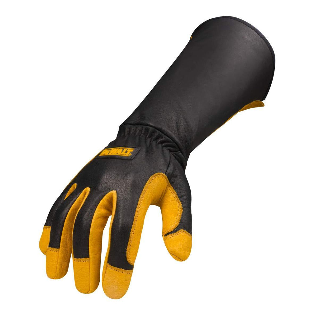 Dewalt Premium Leather Welding Gloves, Fire/Heat Resistant, Gauntlet-Style Cuff, Elastic Wrist, Medium - NewNest Australia