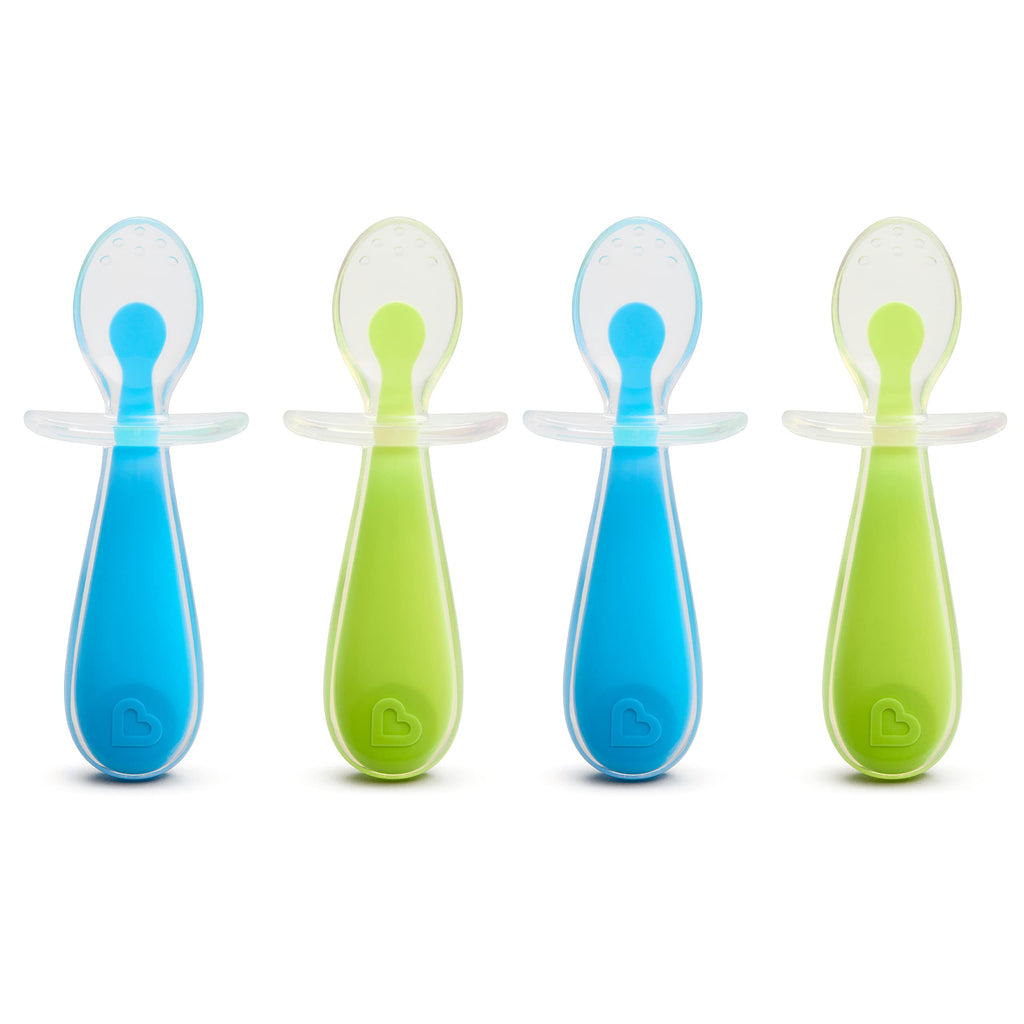 Munchkin Silicone Trainer Spoons with Choke Guard for Baby Led Weaning, 4pk, Blue/Green 1 - NewNest Australia