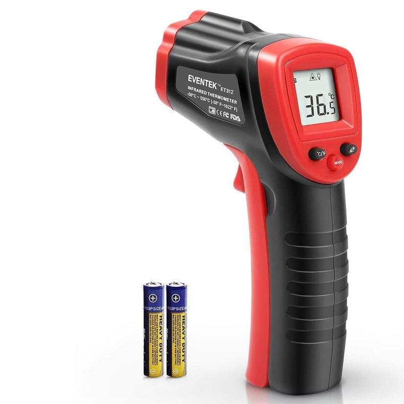 Eventek Infrared Thermometer, -50°C~550°C (-58°F~1022°F) IR Laser Thermometer, Non-Contact Digital Temperature Gun for Kitchen Cooking,BBQ,Chocolate,Pizza,Industrial Red/Black【Non-Body use】 ET312,-50°C~550°C (-58°F~1022°F) - NewNest Australia