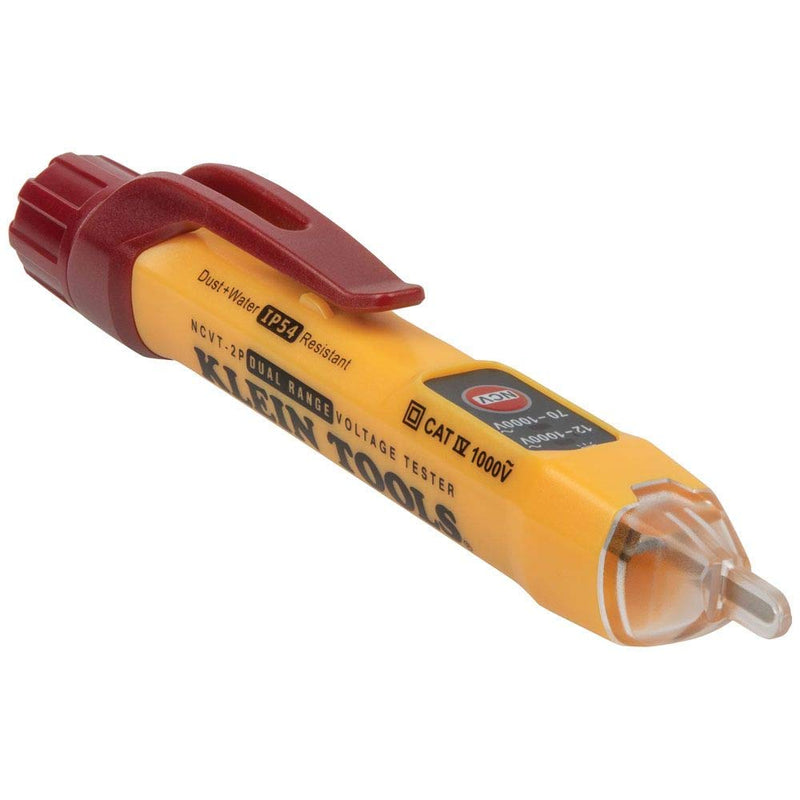 Klein Tools NCVT2P Dual Range Non Contact Voltage Tester, 12 - 1000V AC Pen, Flashing LED and Audible Warning Alarms, Pocket Clip Volt Tester - NewNest Australia