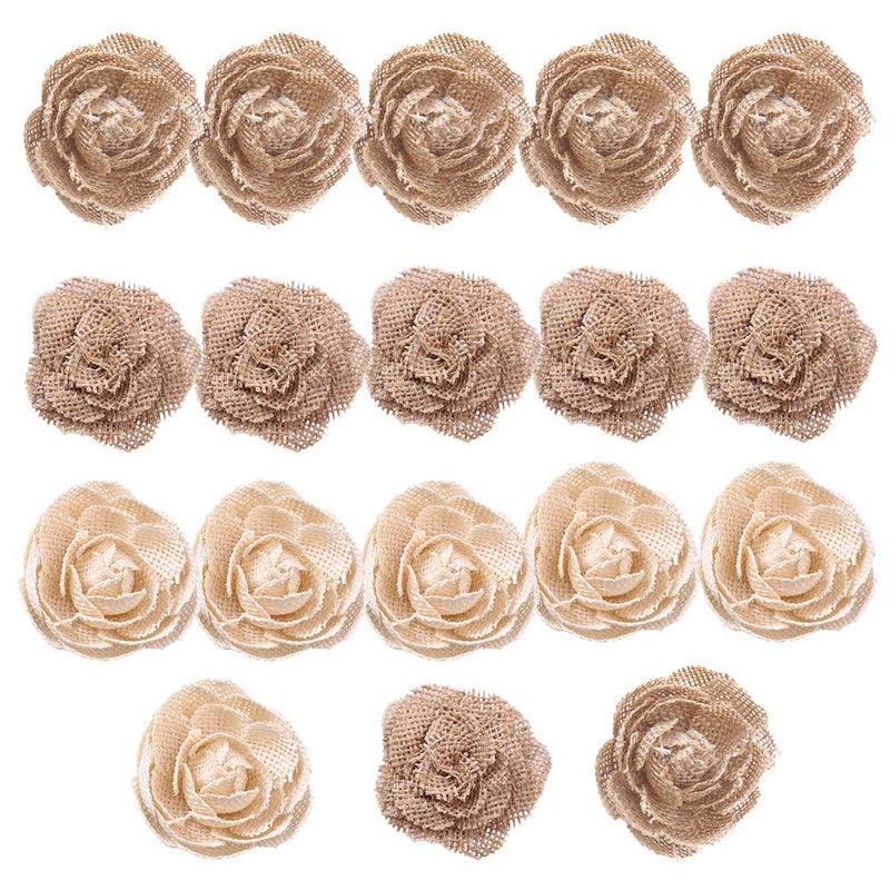 CCINEE Natural Burlap Flowers Assorted Handmade Burlap Rose for Wedding Decoration and Floral Crafts Making, Pack of 18 - NewNest Australia