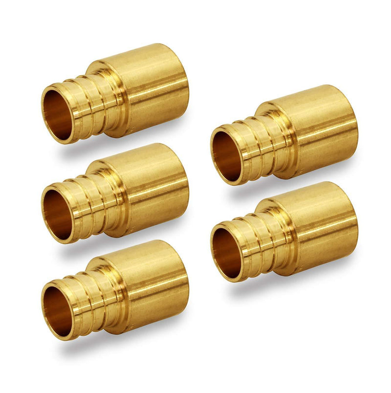 Supply Giant QTGB3434-5 Female Sweat Copper Adapter X Pex Barb Pipe Fitting, x 3/4'', Brass, 5 pack, 3/4 x 3/4 - NewNest Australia