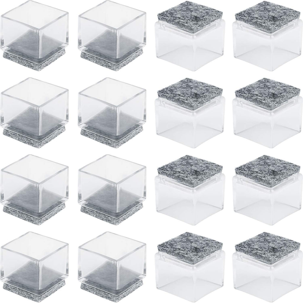 Anwenk 1''x1" Square Chair Leg Floor Protectors with Felt Pads 1inch 1 in Square Table Leg Protectors Chair Leg Caps Small, 16Pack,Clear 16Pack 1"x1"FeltPad - NewNest Australia