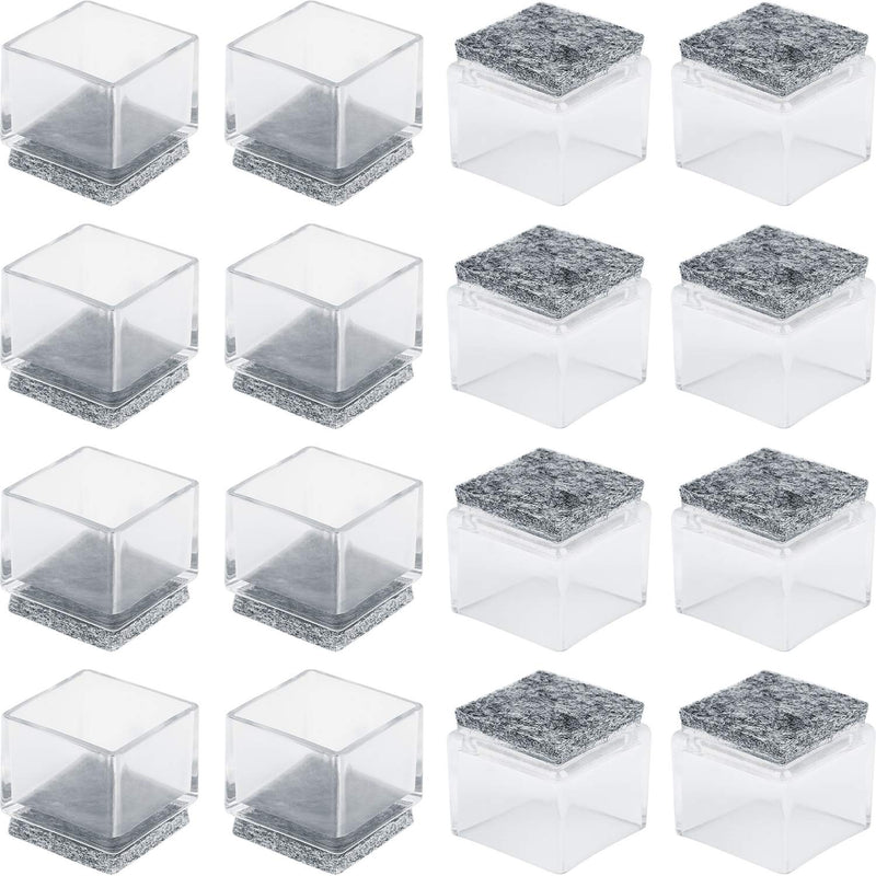 Anwenk 1''x1" Square Chair Leg Floor Protectors with Felt Pads 1inch 1 in Square Table Leg Protectors Chair Leg Caps Small, 16Pack,Clear 16Pack 1"x1"FeltPad - NewNest Australia