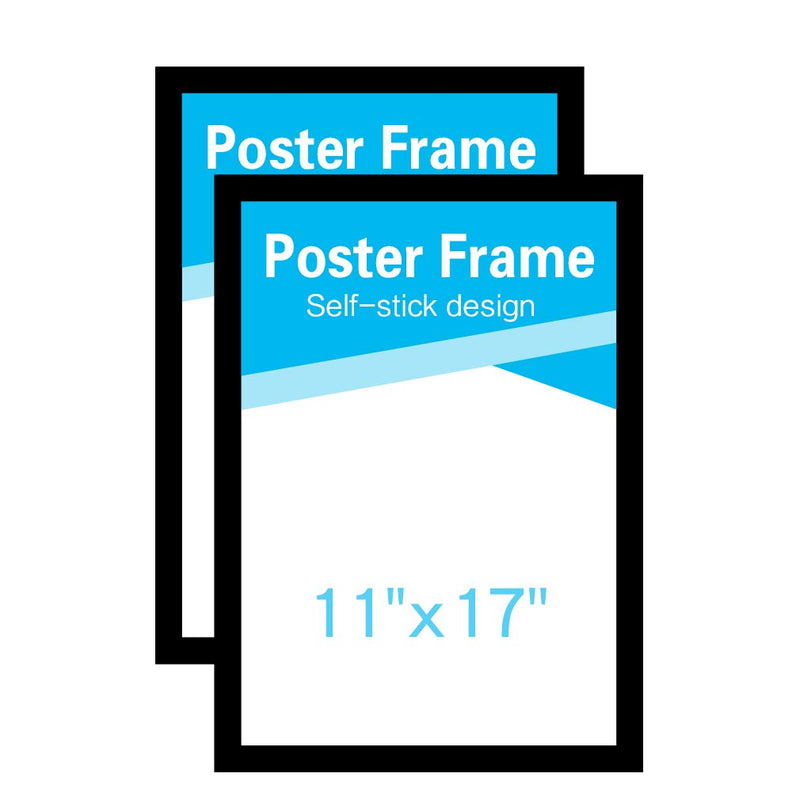 MFoffice 11x17 Window Poster Frame Made of Durable PVC and Strong Magnetic,Self Adhesive Flexible Display Frame,Black,Pack of 2 Black 11x17Inch - NewNest Australia