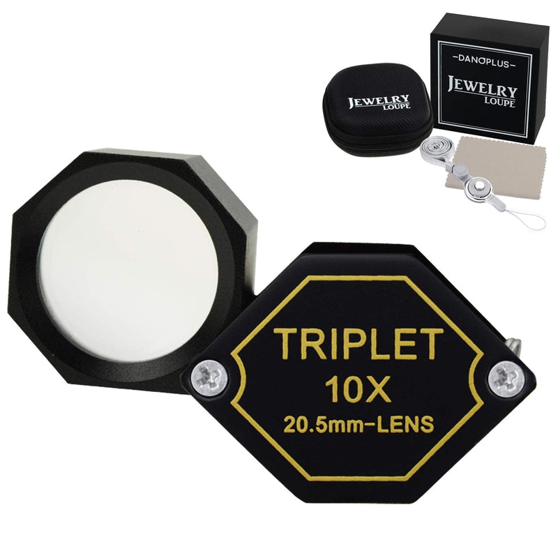 10x Magnifier Jewelry Loupe 20.5mm Triplet Lens Optical Glass Pocket Gem Magnifying Tool for Jeweler, Stamp Philatelist, Coin numismatic, Achromatic Black Hexagonal Design Kit Set 10x Magnification Power - NewNest Australia