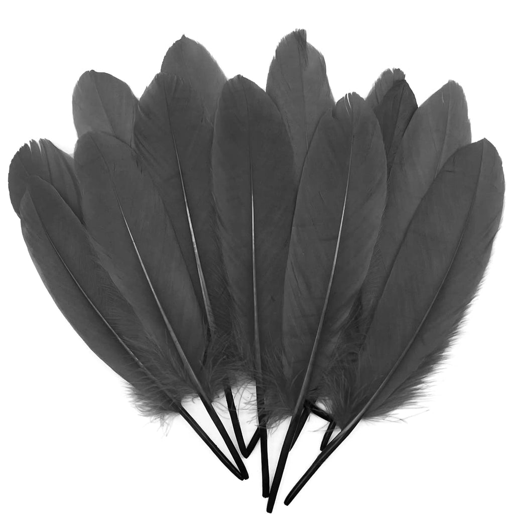 100pcs 6-8 inches Black Dyed Natural Goose Feathers for Crafts DIY Wedding Party Decoration Accessories (Black) - NewNest Australia