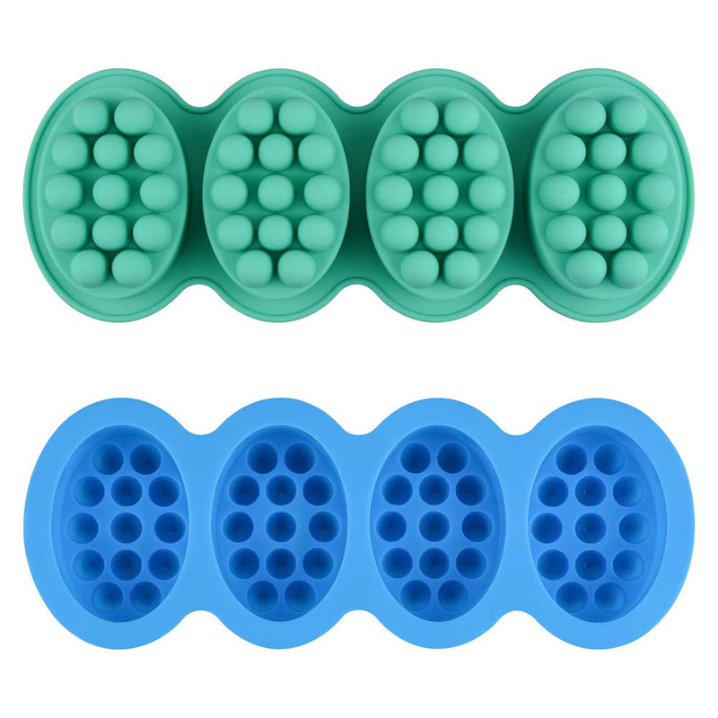 2 Pcs Silicone Massage Bar Soap Molds - SJ Silicone Molds for Soaps Making, Handmade Soap Molds, Nonstick & BPA Free (Blue & Mint Green) - NewNest Australia
