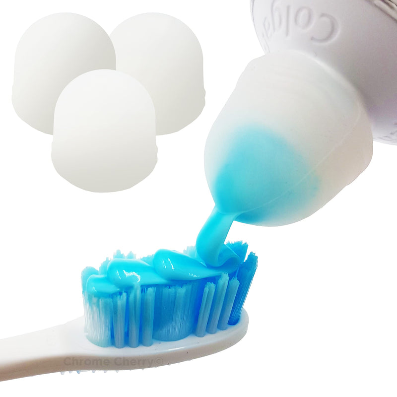 Chrome Cherry SqueezMe: 3-Pack Self-Closing Toothpaste Caps for Bathroom Hygiene for Kids and Adults - NewNest Australia