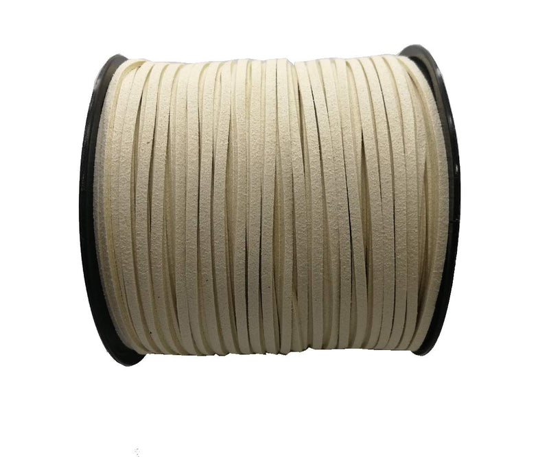 PAMIR TONG 100 Yards 2.6mm Suede Leather Cords Leather Lace Flat Faux Suede Cord String Thread Velvet Cord for Necklace, Bracelet, Beading and DIY Crafts (Beige) Beige - NewNest Australia