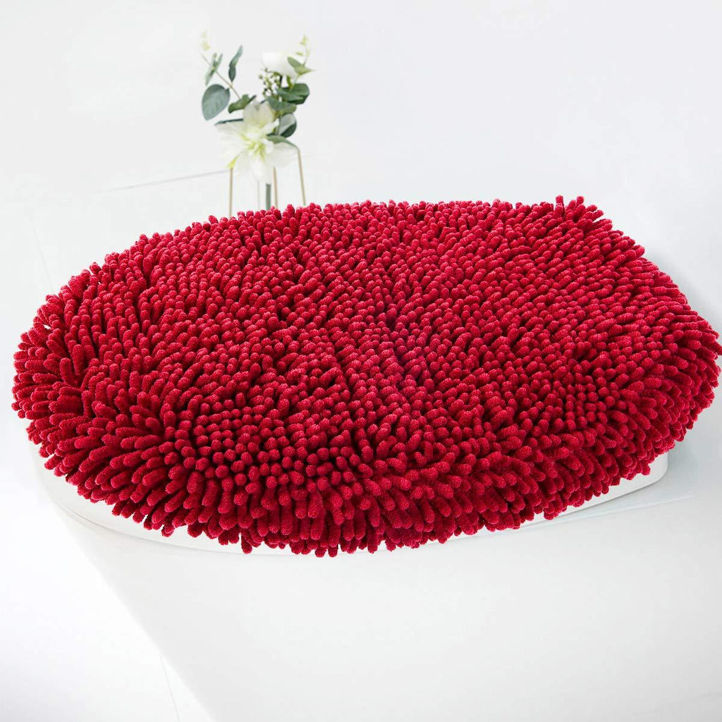 MAYSHINE Seat Cloud Bath Washable Shaggy Microfiber Standard Toilet Lid Covers for Bathroom -Red Standard Lid Red - NewNest Australia