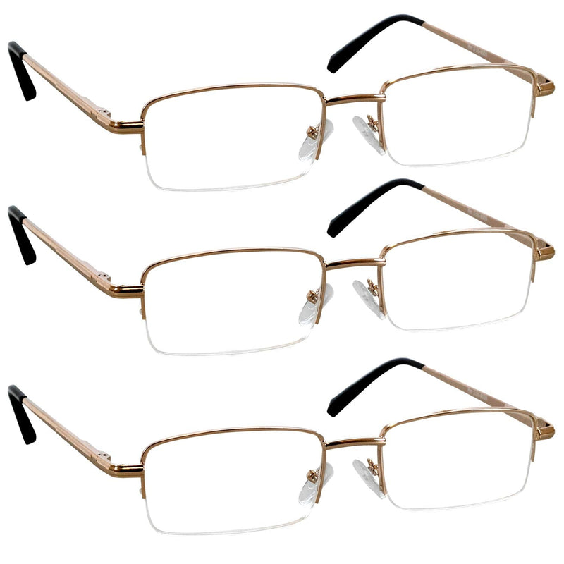 Reading Glasses - Readers with Comfort Spring Hinges for Men and Women by TruVision Readers - 9509HP 3 Pack Gold 1.0 x - NewNest Australia