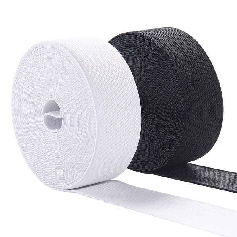 Elastic Bands for Sewing, 1 Inch Wide Elastic Fabric Band Springy Stretch Knitting Elastic Spool 10 Yard (5 Yard White,5 Yard Black) 1" - NewNest Australia