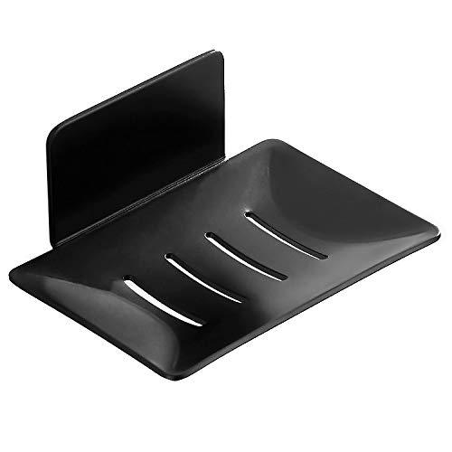 CHRUNONE Self-Adhesive Soap Dish for Shower, Aluminum Bar Soap Holder Dishes for Bathroom Black - NewNest Australia