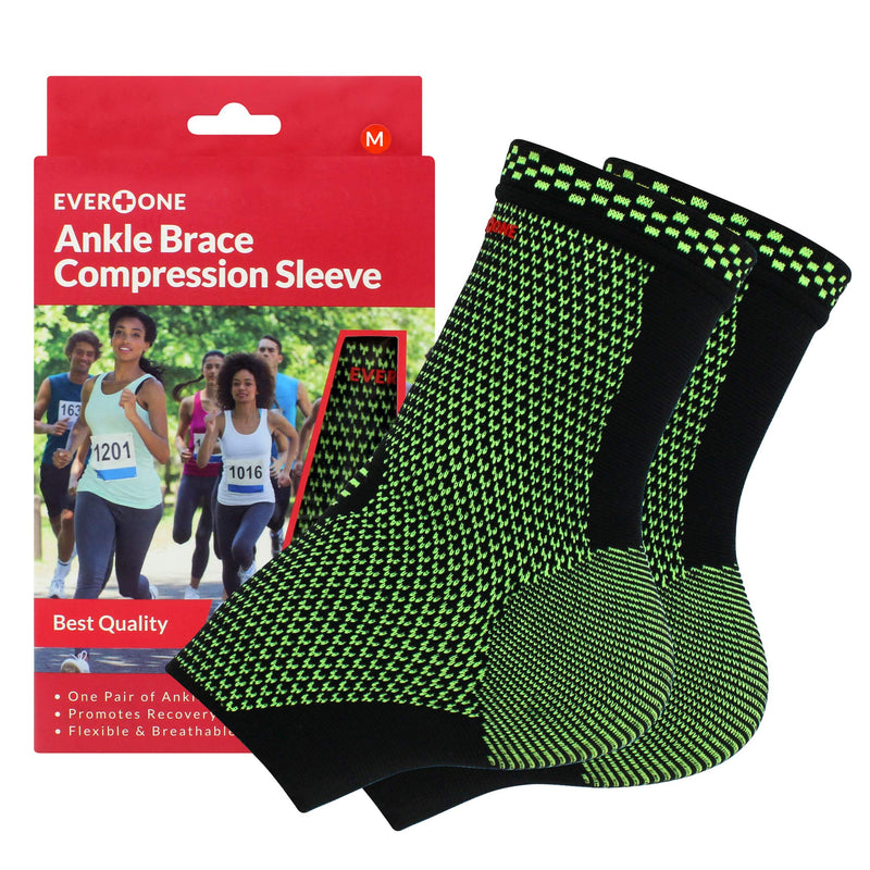 EverOne Ankle Brace Compression Support Sleeve For Injury Prevention, Healing and Recovery, Unisex, 1 Pair (2 pcs), Medium Medium (Pack of 2) - NewNest Australia