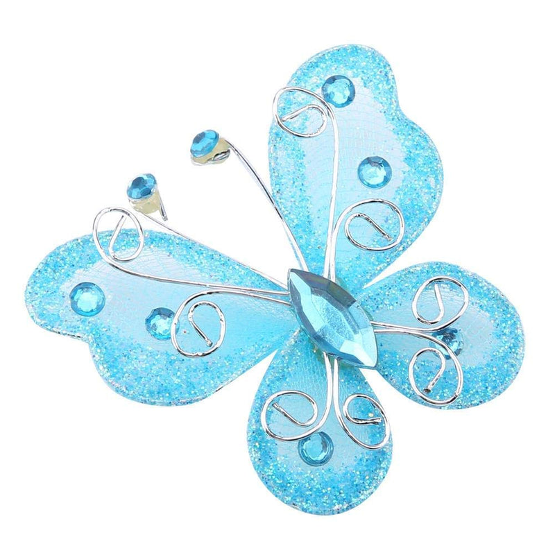 24pcs Christmas Butterfly Ornaments Mesh Wire Glitter Butterfly Wedding Party Clothing Wall Tree Decoration DIY Supplies(Blue) - NewNest Australia