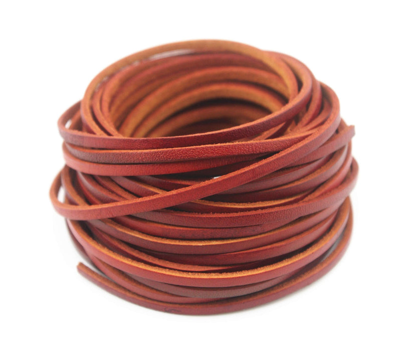 Glory Qin 10 Yards Genuine Cow Hide Flat Leather Srip,Genuine Leather Cord Real Leather Craft for Jewelry Making LeatherRush (Distressed Brown, 3x2 mm) - NewNest Australia