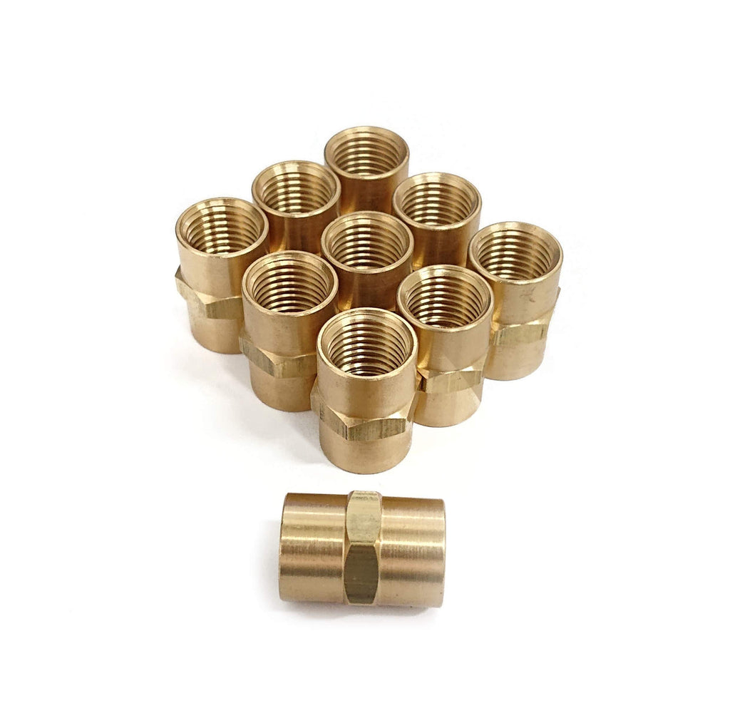 Pipe Fitting and Air Hose Fitings, Hex Nipple Coupling Set - 1/4-Inch NPT x 1/4-Inch NPT,Solid Brass, Female Pipe- 10 Piece - NewNest Australia