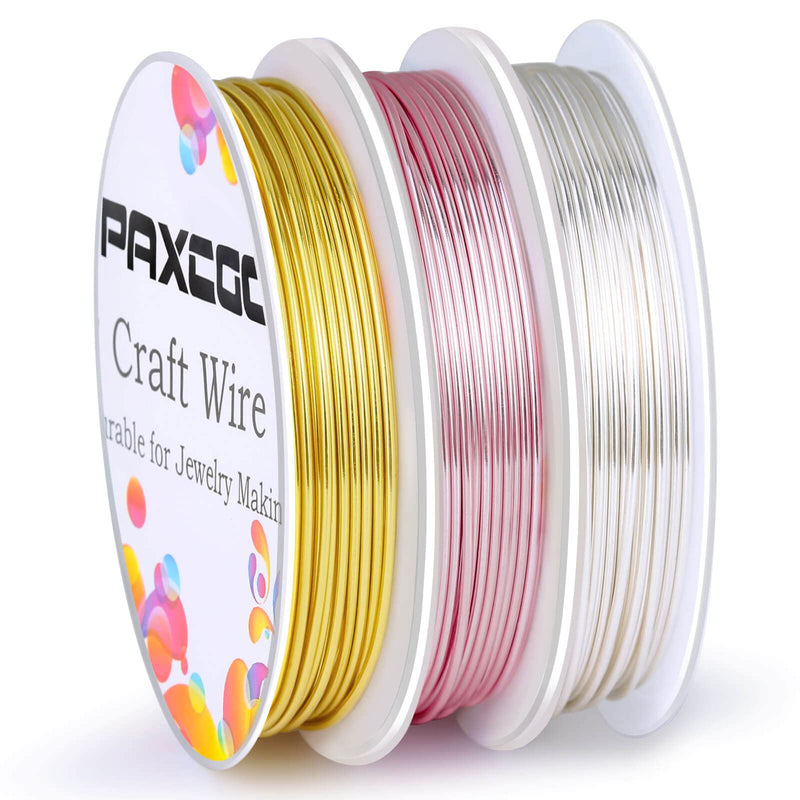 Paxcoo 3 Pack Jewelry Wire Craft Wire 18 Gauge Tarnish Resistant Jewelry Beading Wire for Jewelry Making Supplies and Crafting (Silver, Gold and Rose Gold) - NewNest Australia