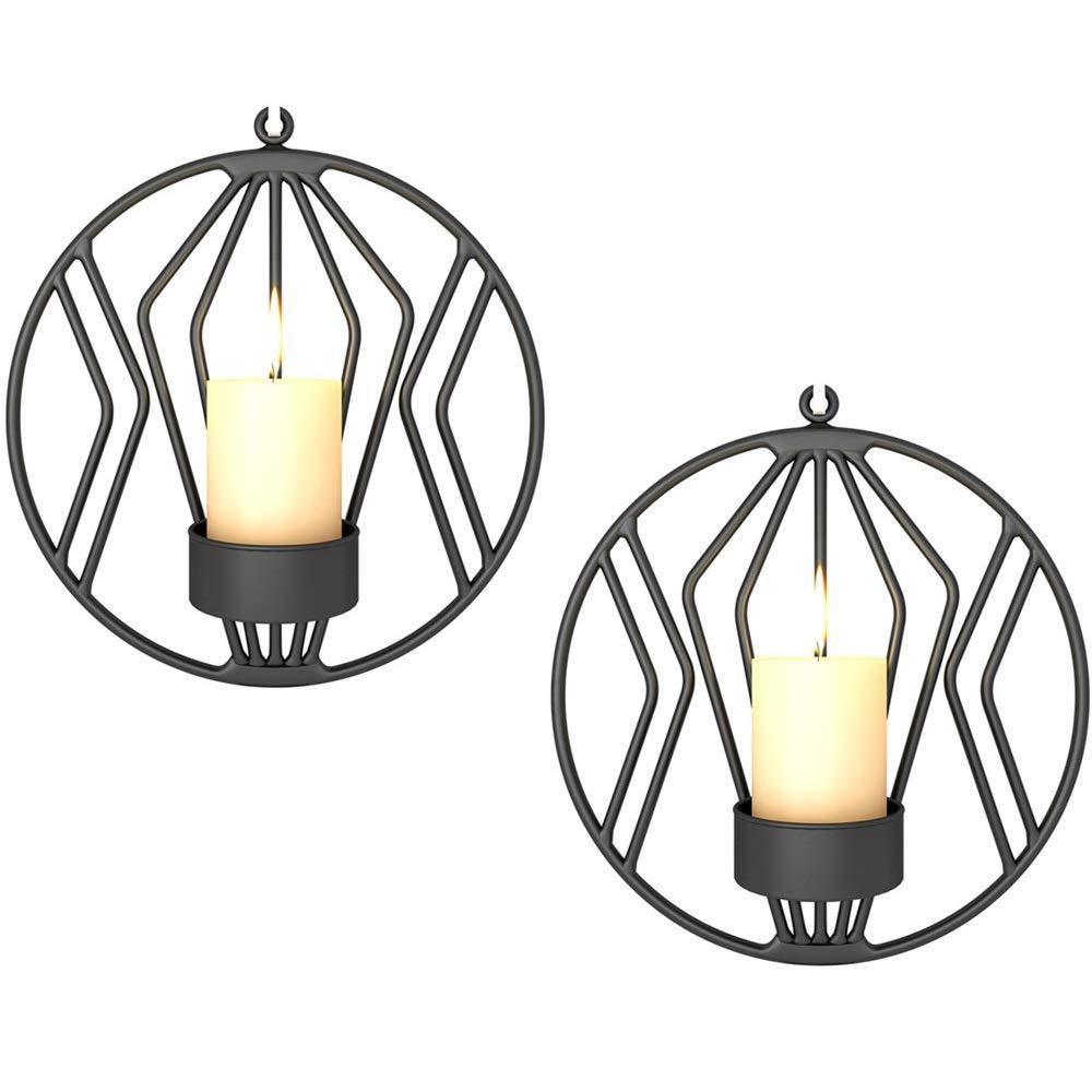 NewNest Australia - Sziqiqi Wall Candle Sconce for Small Pillar Candle, Metal Tealight Holders Wall Decorations for Bathroom Patio Living Room Decoration Black Set of 2 