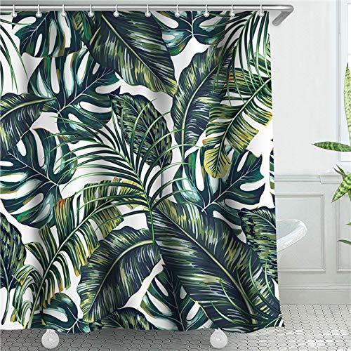 LIVILAN Monstera Shower Curtain Tropical Leaf Fabric Bathroom Curtains Set with Hooks Green Summer Bathroom Decor Machine Washable 72X72 Inches 72"x72" - NewNest Australia