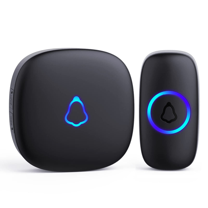 SECRUI Wireless Doorbell, Waterproof Mini Doorbell 1,000ft Range 110dB Mute Mode 58 Door Chimes & Colorful LED Flashing - Black - NewNest Australia