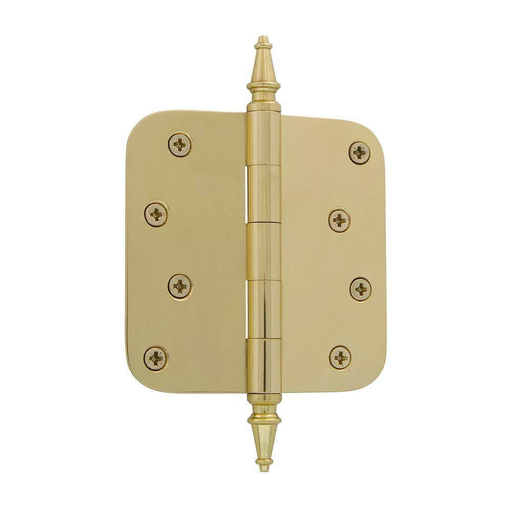 Nostalgic Warehouse 746087 4" Steeple Tip Residential 5/8" Radius Corners Door Hinge, Polished Brass - NewNest Australia