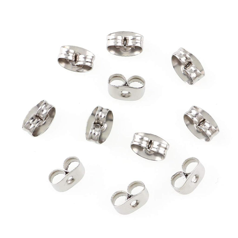 300 Pieces Stainless Steel Butterfly Earring Backs (Silver 5x3.5mm) Silver 5x3.5mm - NewNest Australia