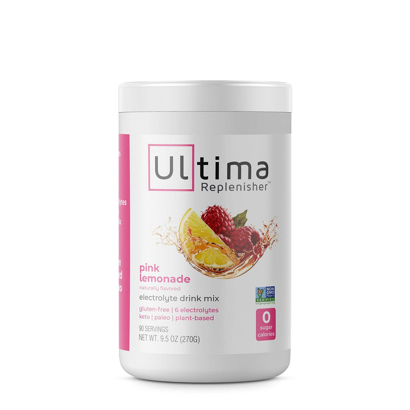 Ultima Replenisher Hydrating Electrolyte Powder, Pink Lemonade, 90 Serving Canister - Sugar Free, 0 Calories, 0 Carbs - Gluten-Free, Keto, Non-GMO with Magnesium, Potassium, Calcium - NewNest Australia