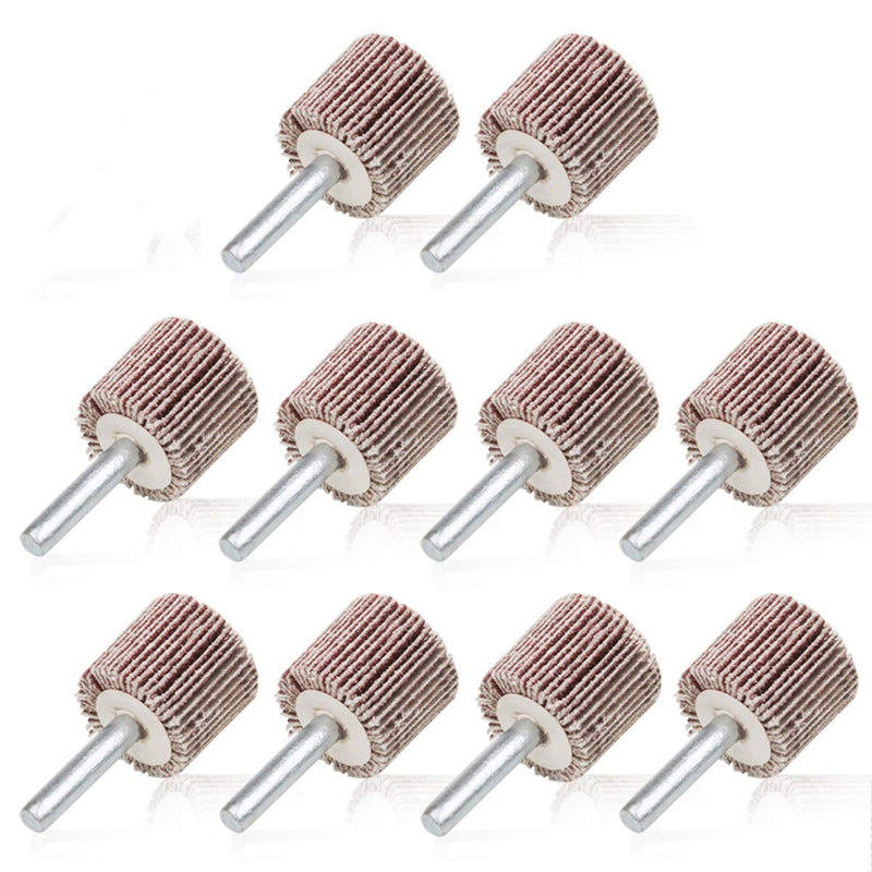 1" x 1" x 1/4" Shank Mounted Flap Wheels, 80 Grit Aluminum Oxide Mounted Abrasive Grinding Tool - 10 Pack - NewNest Australia