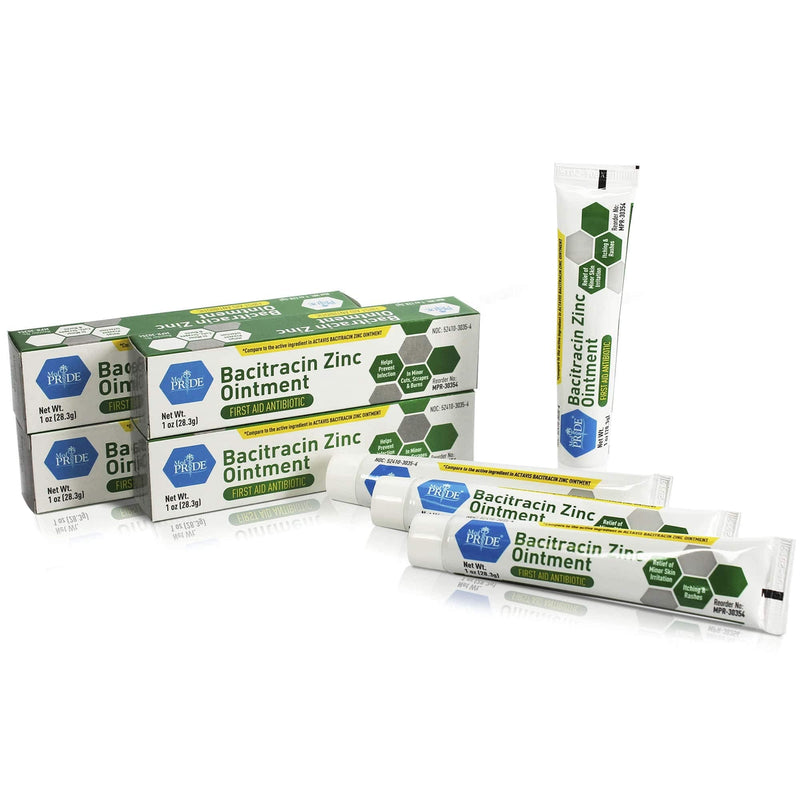 Medpride Bacitracin Zinc Ointment| Essential Antibiotic First-Aid Supplies for Home| Relief for Chaffing, Diaper Rash, Dermatitis, Eczema, Itchy/ Dry Skin| 1 Oz Tube| 4 Pack - NewNest Australia